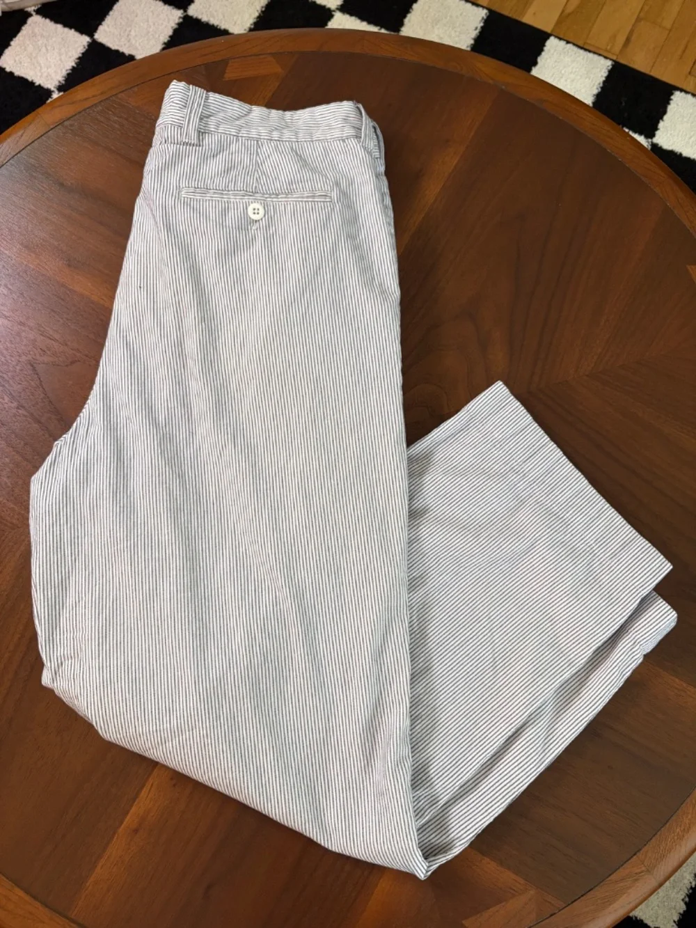 Todd Snyder White/Navy Pinstripe Seersucker Slacks Mens 34